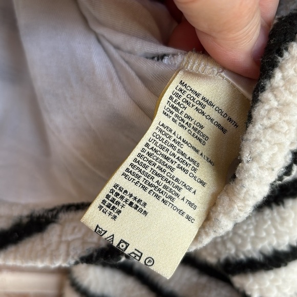 Free People Briton Black and White Striped Fuzzy Knit Cropped Sweater - Picture 6 of 9